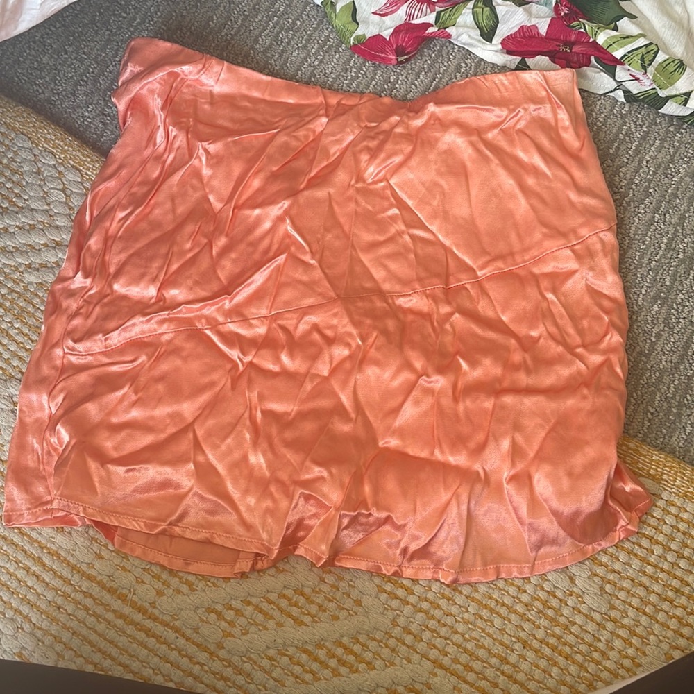 Salmon colored silk skirt